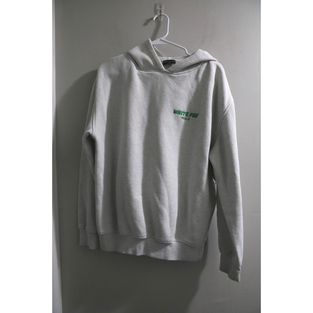 White Fox Vol.3 Hoodie Grey Marle Green Puff Print Logo XS/S Pullover Sweatshirt